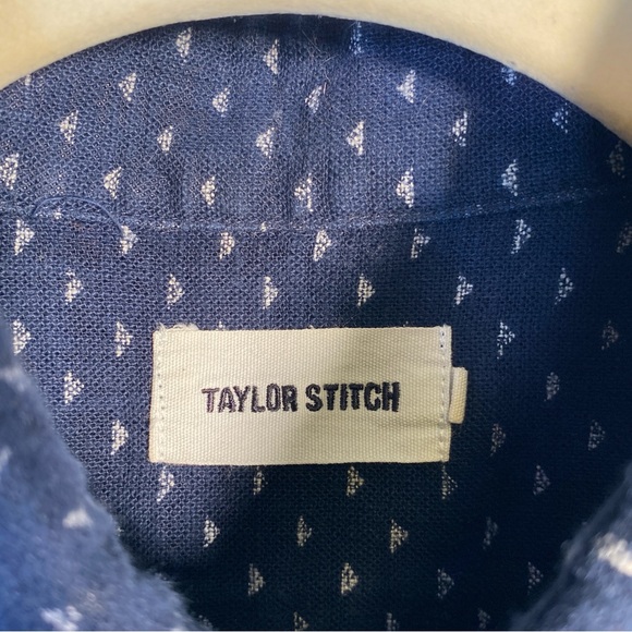 Taylor Stitch 38 Small Men’s Large Triangle Pattern Button Front Shirt Cotton - Picture 5 of 9